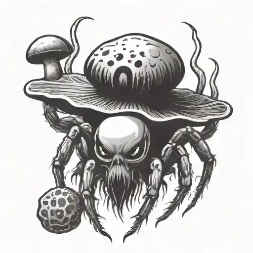 A Spider With Fangs With A Torso Of A Mushroom Shape With Fangs