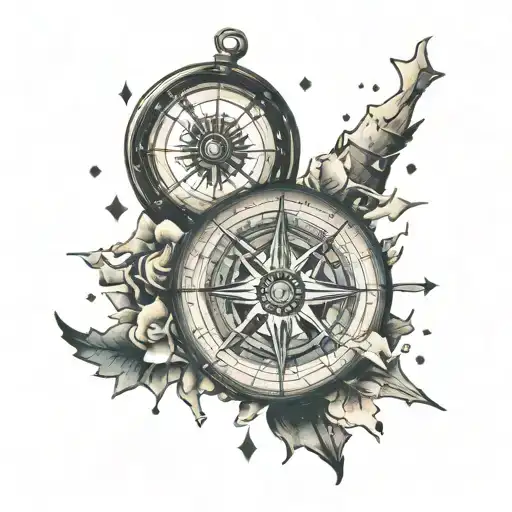 Broken Compass With Pieces Floating Off Into Space