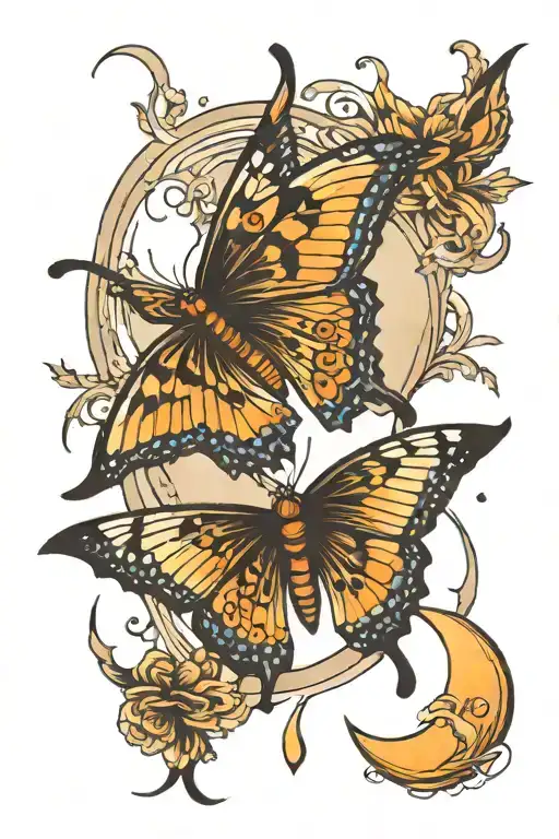 Butterfly And Moon