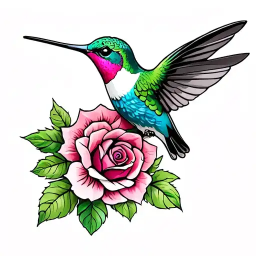 Hummingbird With Roses