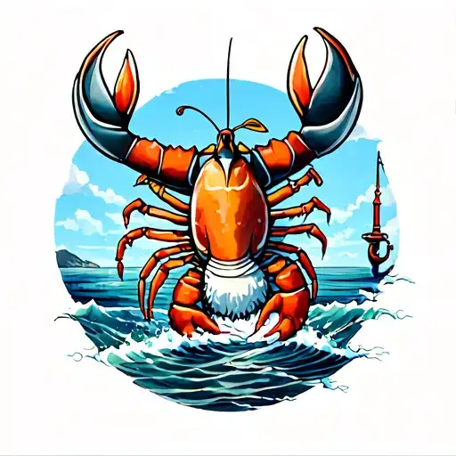 Puffin Lobster Fishing Scene