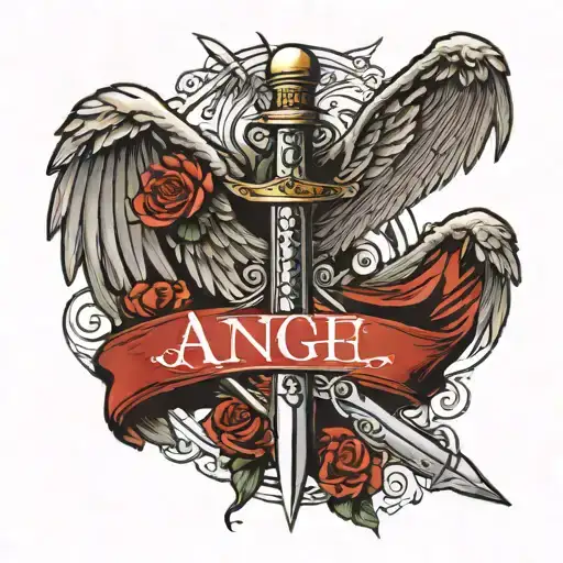 Angel Wings With Sword And Faith Written