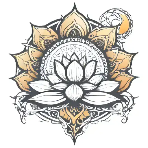 Ohm Lotus And Moon Merging Together