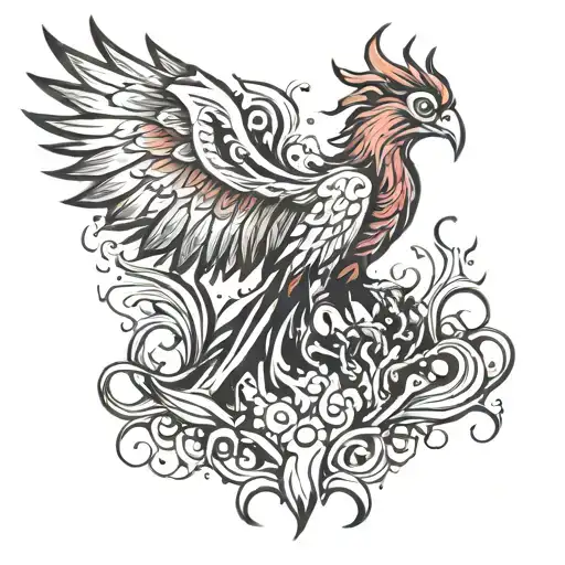 Phoenix Rising From Flames