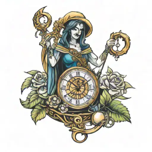 Libra Women Grem Reaper Clock Surrounded