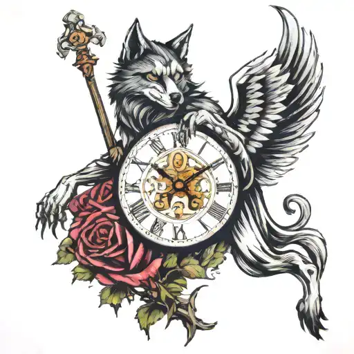 Libra Women Grem Reaper Clock Demon Wolf