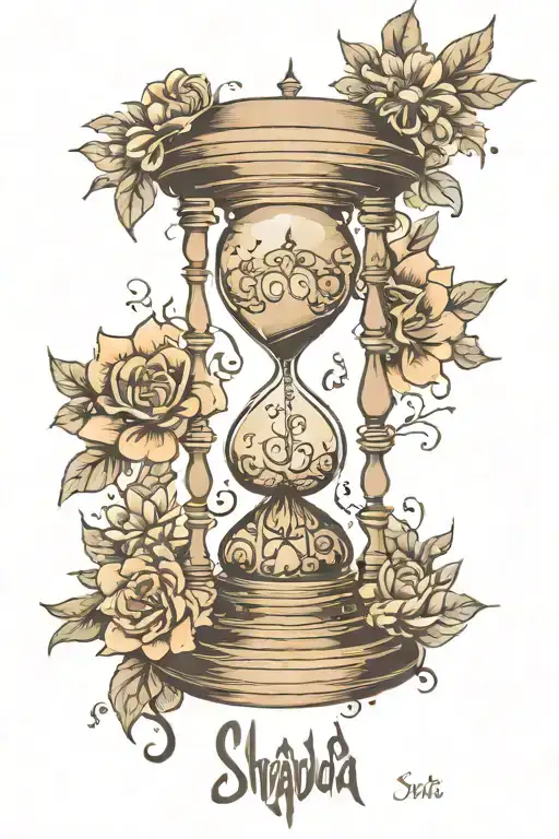 Hourglass With Shradda And Saburi Words In Sanskrit