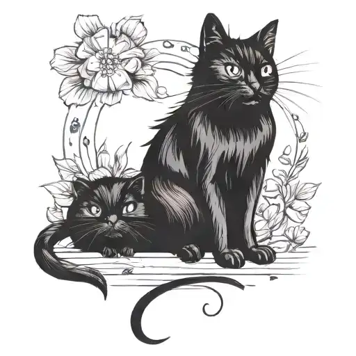 A Black Cat And A Guinea Pig Together