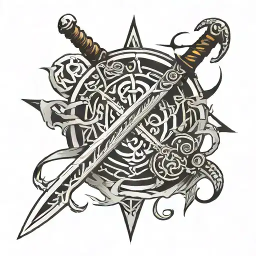 Viking Runes And Sword Slive