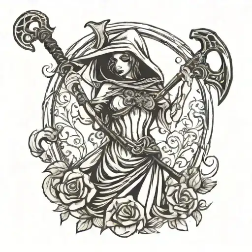 Lady Reaper Holding A Scythe