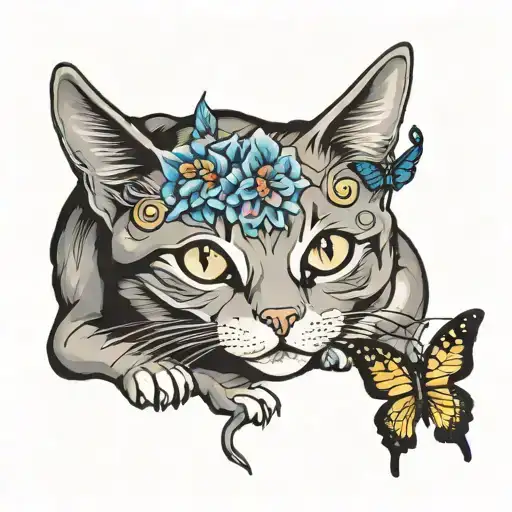 Cat With Butterfly
