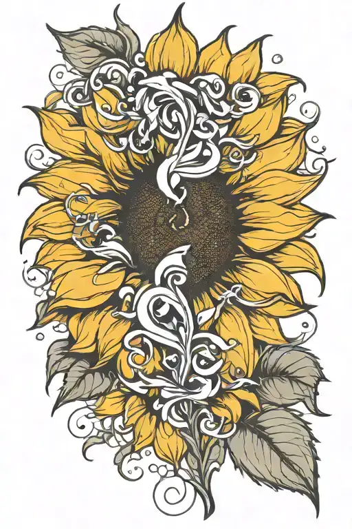 Sunflower With Love Yourself As The Stem Wrapped