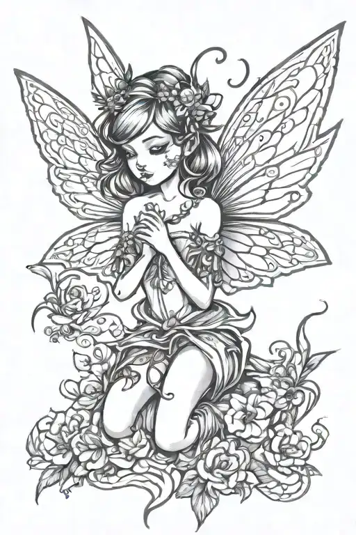 Small Fairy With Wings Spread