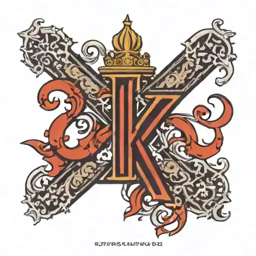A Capital K With A Slanted Crown Ontop
