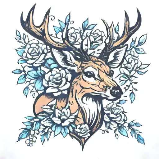 Deer With Flowers
