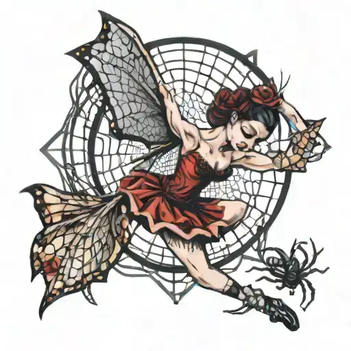 Ballerina With Spider Web Wings