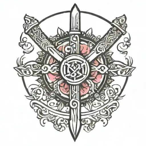 Female Sign With Knife In The Center