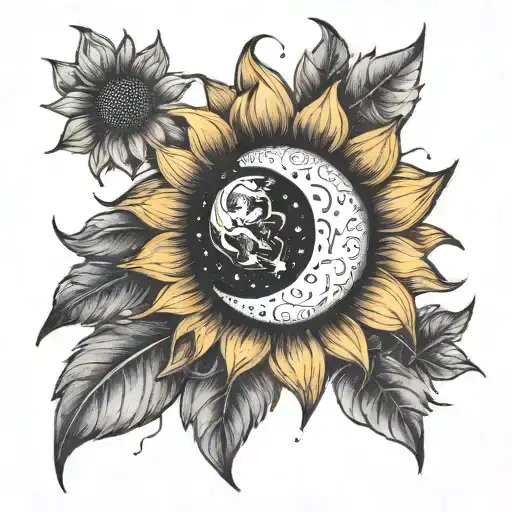 Moon And Sunflower