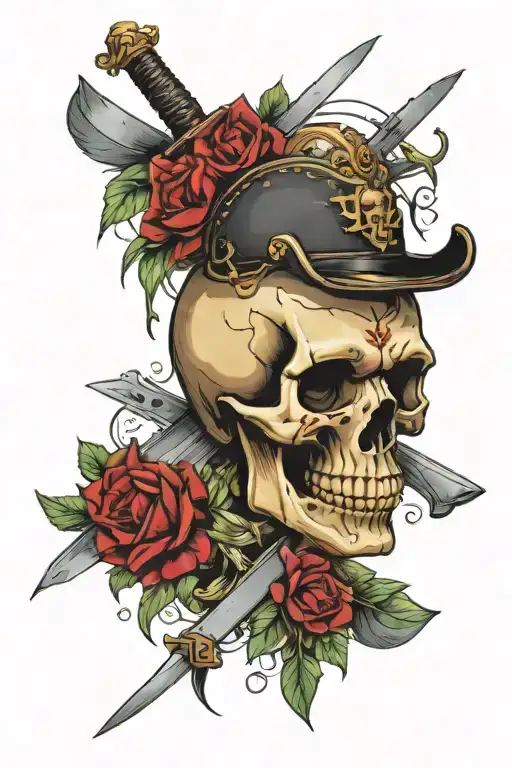 Skull And Knife Stuck With