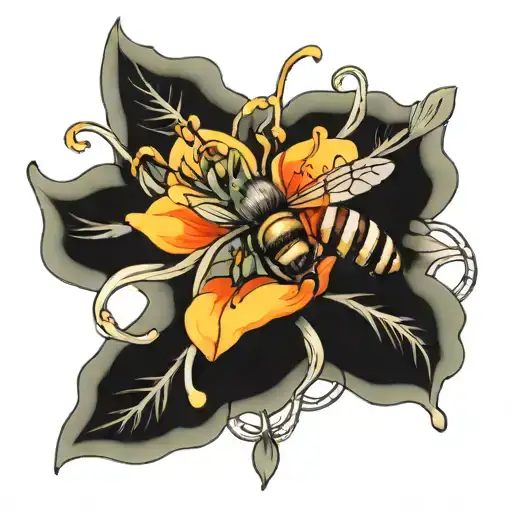 Honeysuckle Flower With Bee