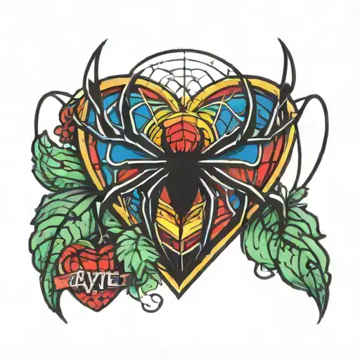 Spider Man Style Heart With Rainbows With The Name Ayden