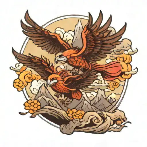 Tairn And Andarna Flying Over A Mountain