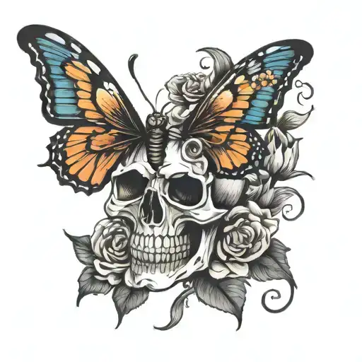 Skull And Flower Butterfly