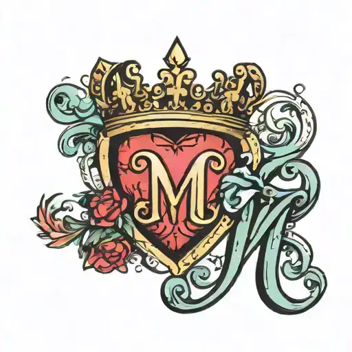 The Letter M With A Crown Of Hearts On Top