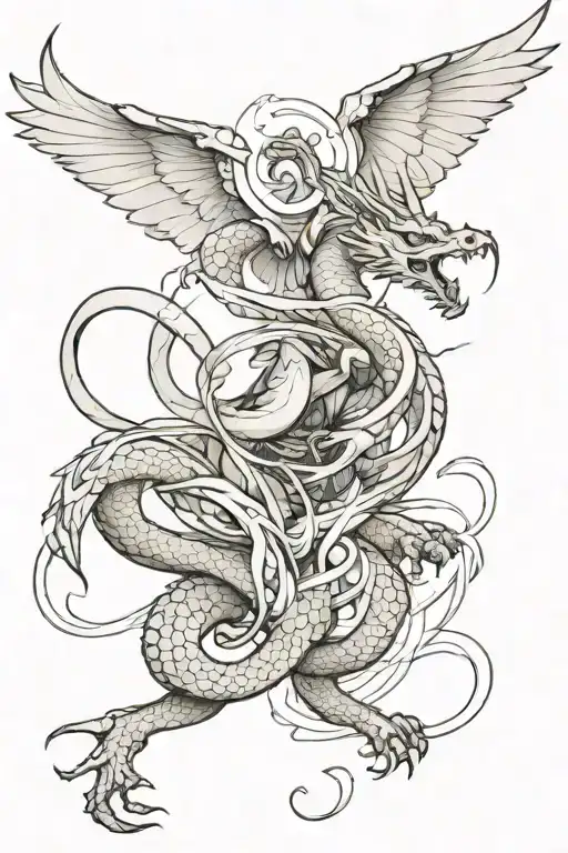 Angel Fighting Dragon