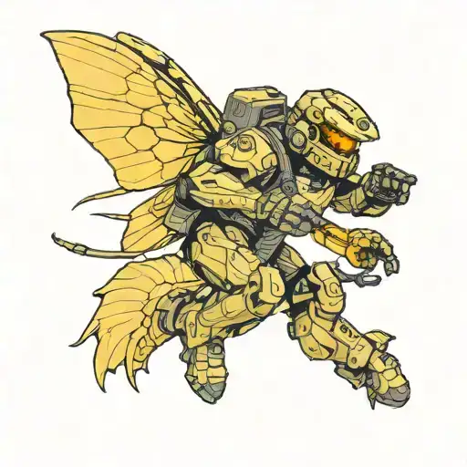 Master Chief From Halo Riding A Killer Bee Flying