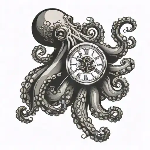 Octopus Holding Clock And Cross
