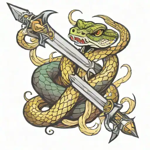 Sword Killing Snake Wrapped