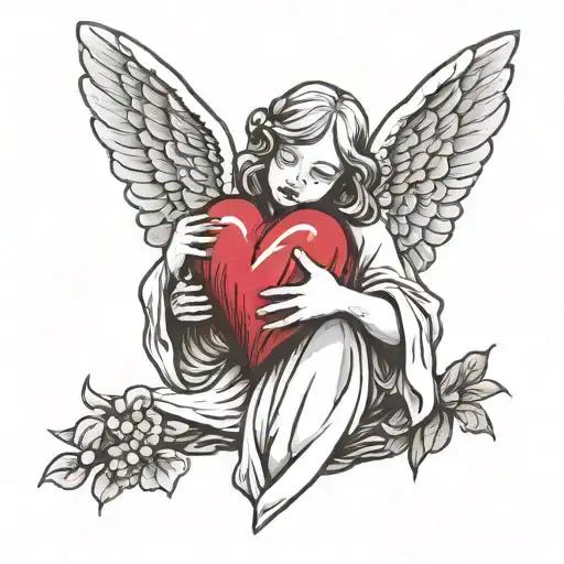 Crying Angel Holding Bleeding Heart Shape