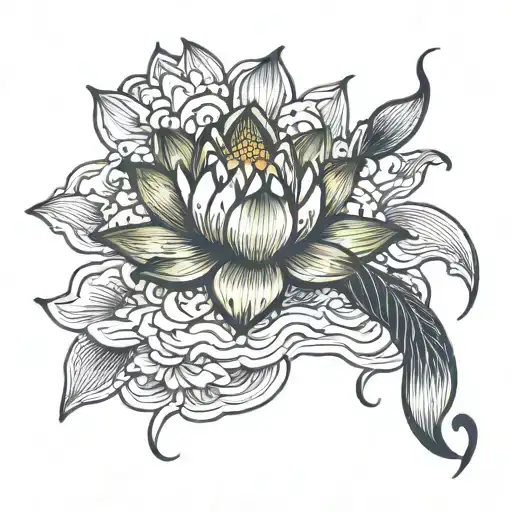 Lotus Flower Koi Fish