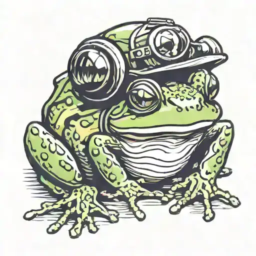 A Cute Frog Wearing Helmet