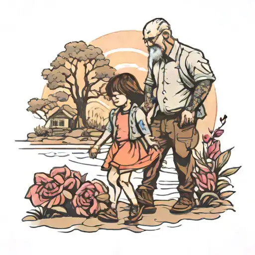 Father And Daughter Walking