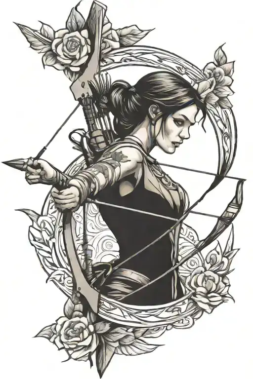Female Archer Bow And Arrow
