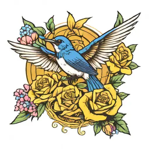 Swallow Yellow Rose Texas Bluebonnet