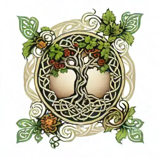 Celtic Tree Of Life With Trinity Symbol Intertwined