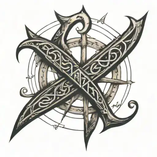 Lines And Rune Writing For Forearm World Travel