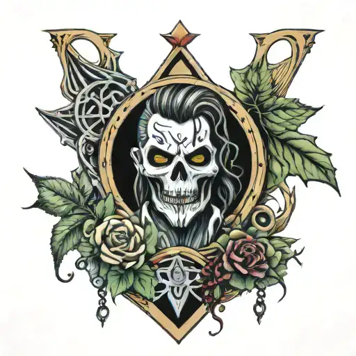 Eddie Iron Maiden Midevil Accent Ace Spades Vine And Thornes Hourglass