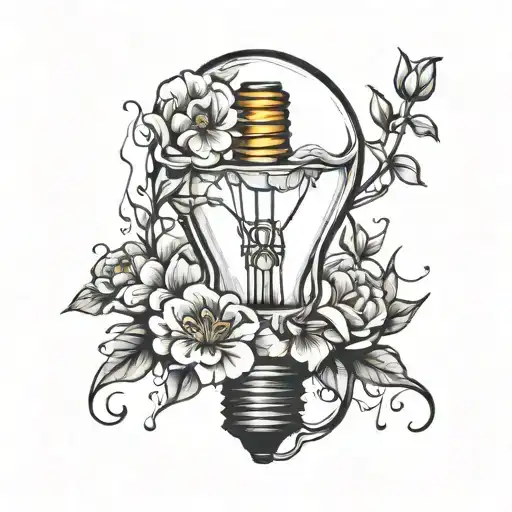 Broken Light Bulb With Flowers Growing Inside It