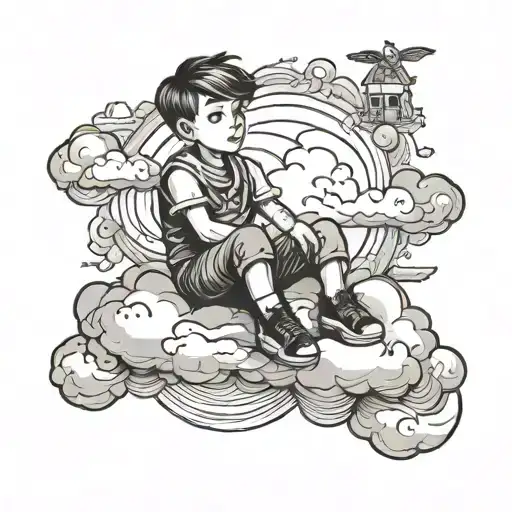 Kid Sitting On A Cloud