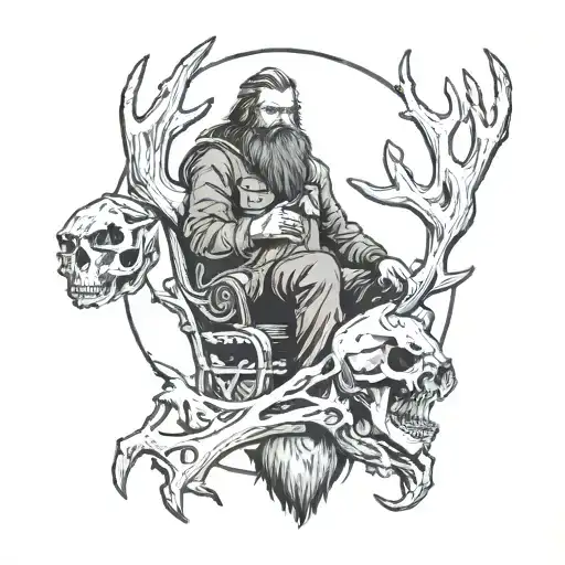 Sasquatch Packing Out An Elk Skull With Antlers
