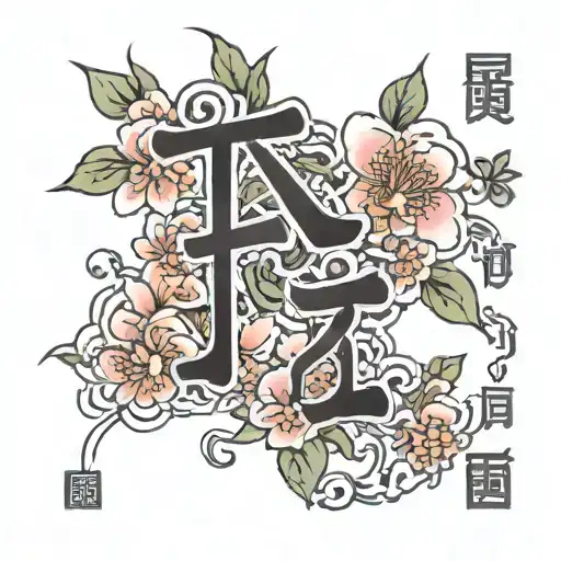 Chinese Character Meaning Hope With Flowers Growing