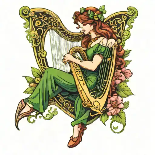 Irish Fairy Clover Harp
