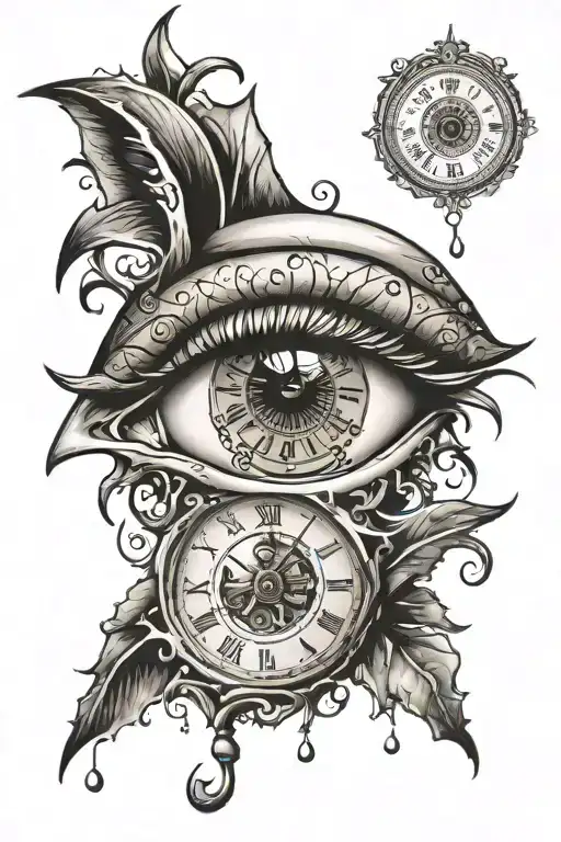 Eye With A Clock And Eyes With A Tear Drop