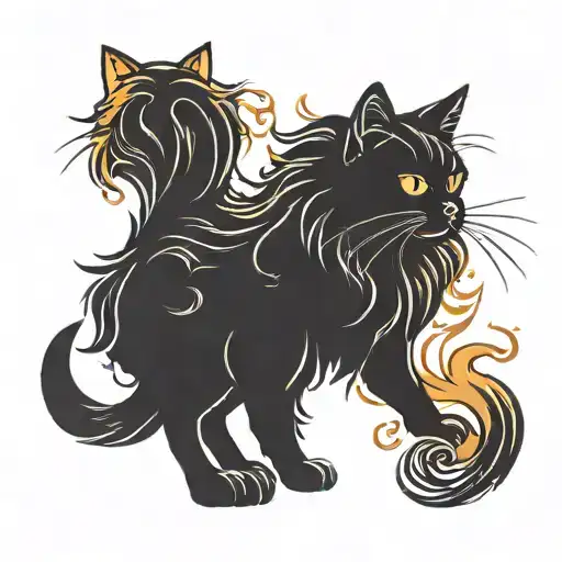 Silhouet Of A Fluffy Cat