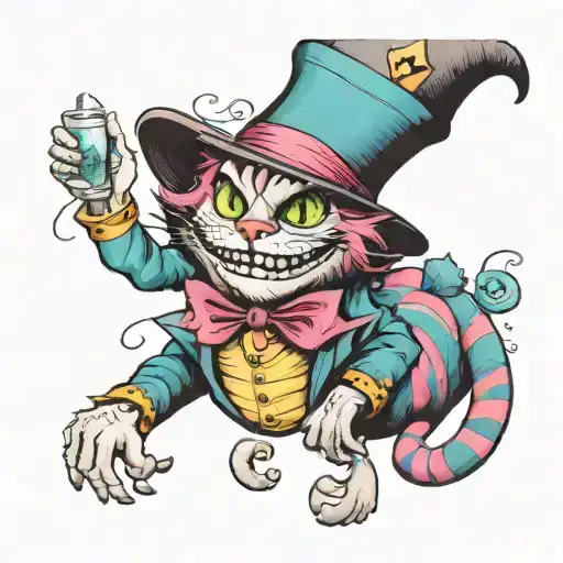 Cheshire Cat Dressed As Mad Hatter