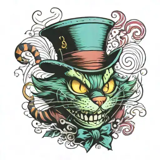 Evil Cheshire Cat Dressed As Mad Hatter